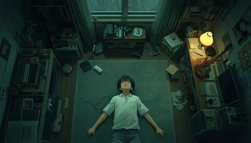 Cozy Anime Bedroom Night Illustrations