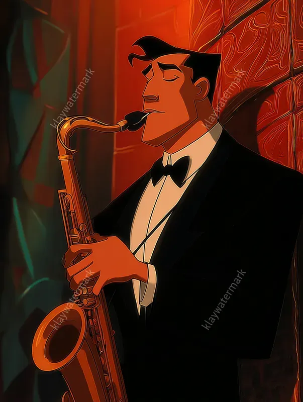 90s Dark Deco Noir Animation Style