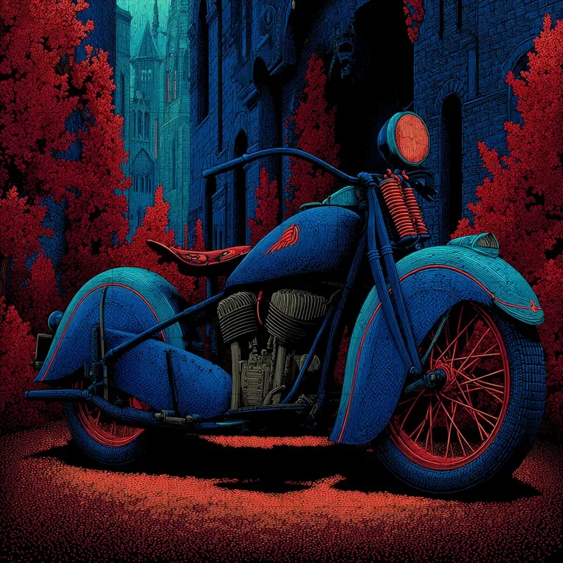 Screenprint Indigo Crimson Nocturnes