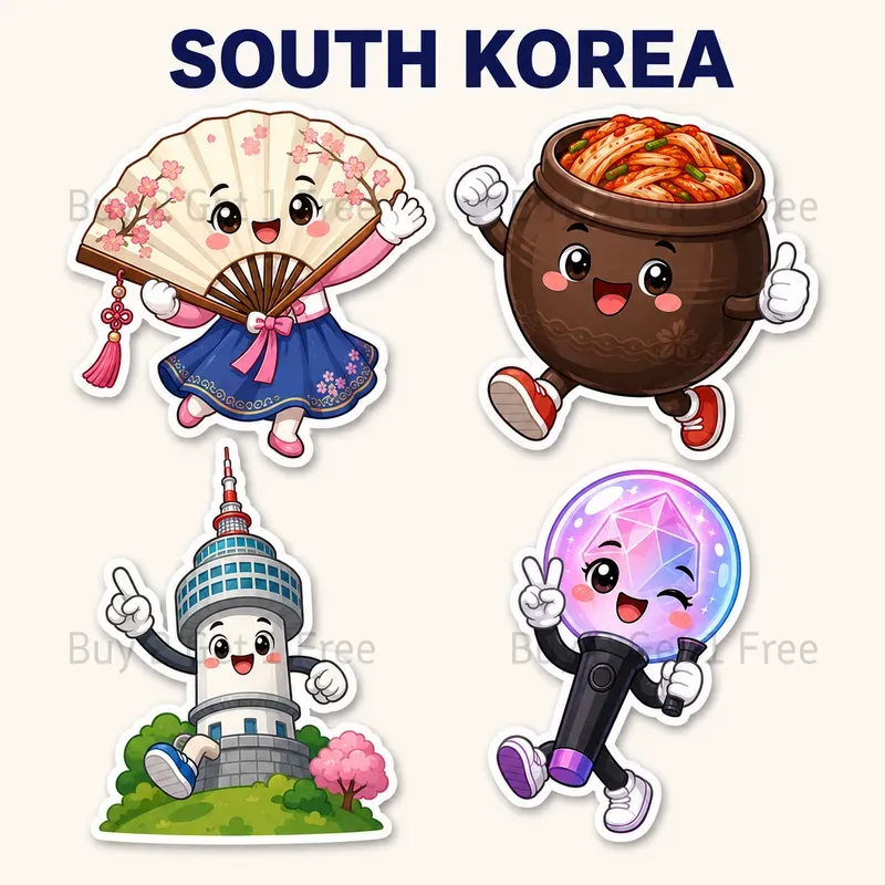 Cute Country Mascot Stickers
