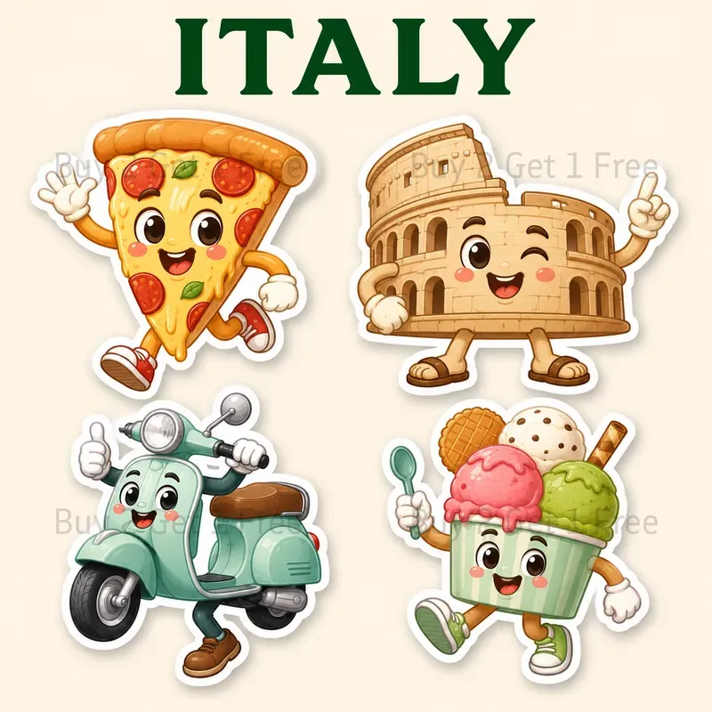 Cute Country Mascot Stickers