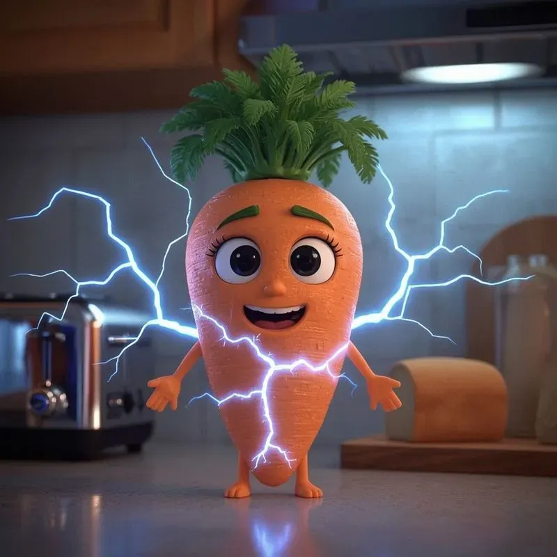 Glowing Veggies Pixarstyle Characters