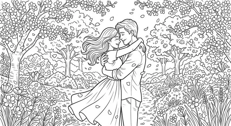 Love Romance Line Art Illustrations