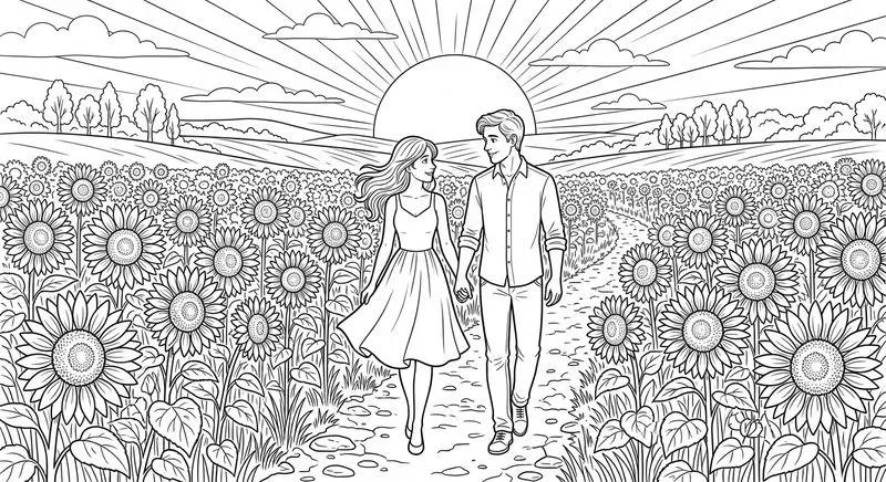 Love Romance Line Art Illustrations