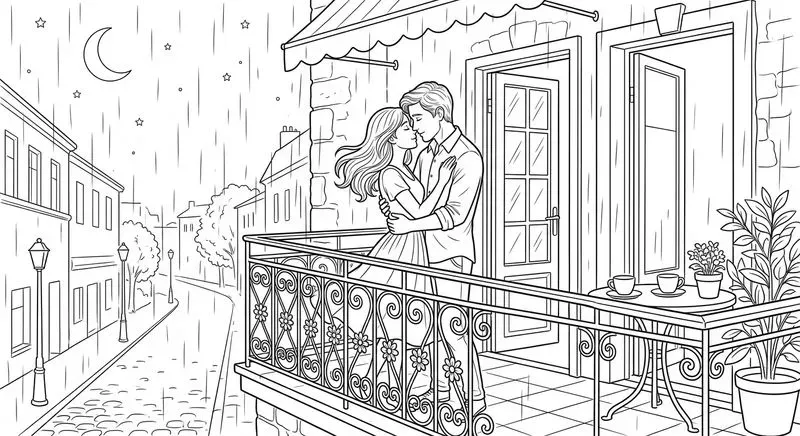 Love Romance Line Art Illustrations