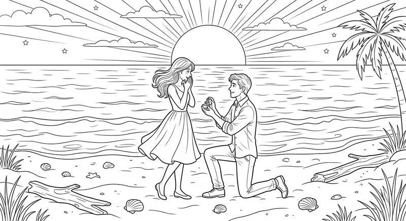 Love Romance Line Art Illustrations