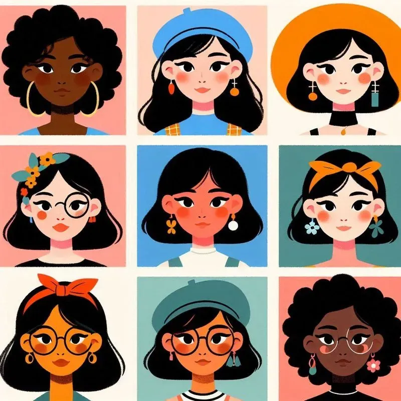 Stylized Character Grid Art