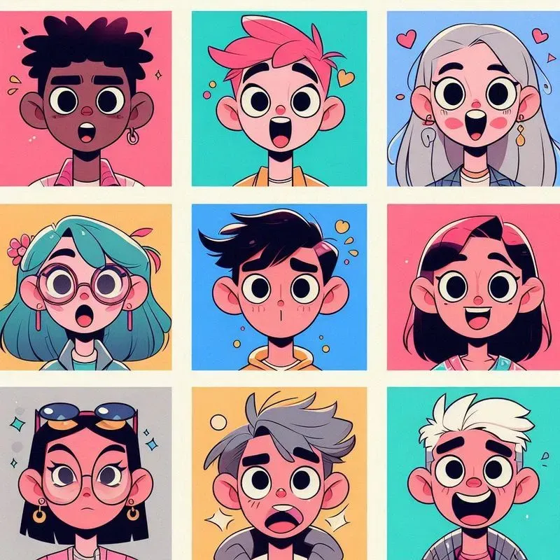 Stylized Character Grid Art