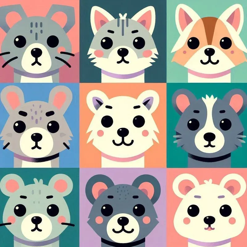 Stylized Character Grid Art