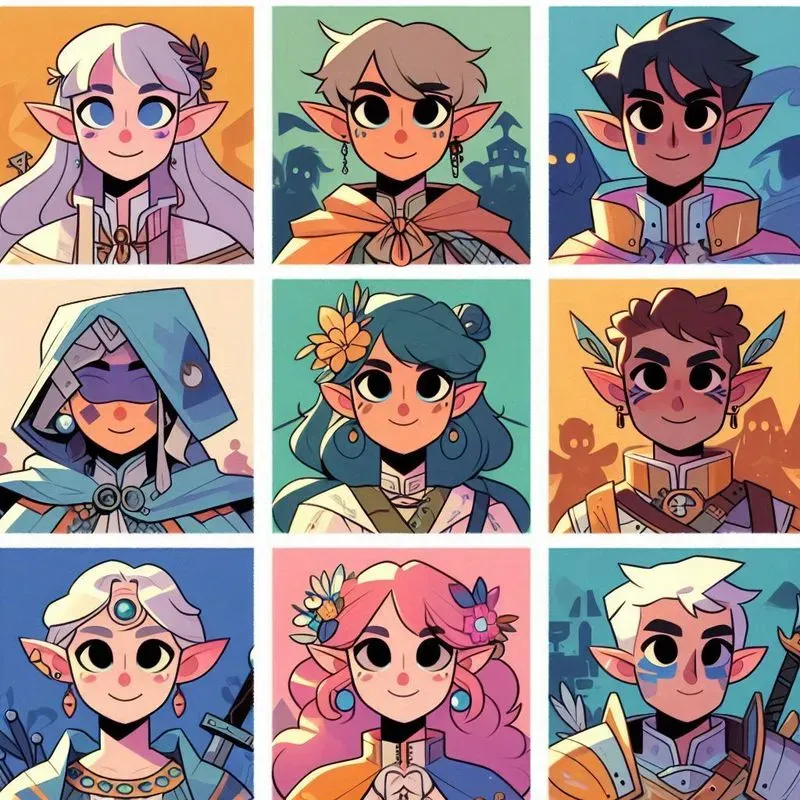 Stylized Character Grid Art