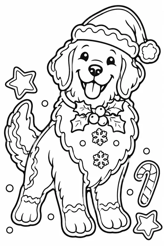 Christmas Dog Breed Cookie Coloring Pages