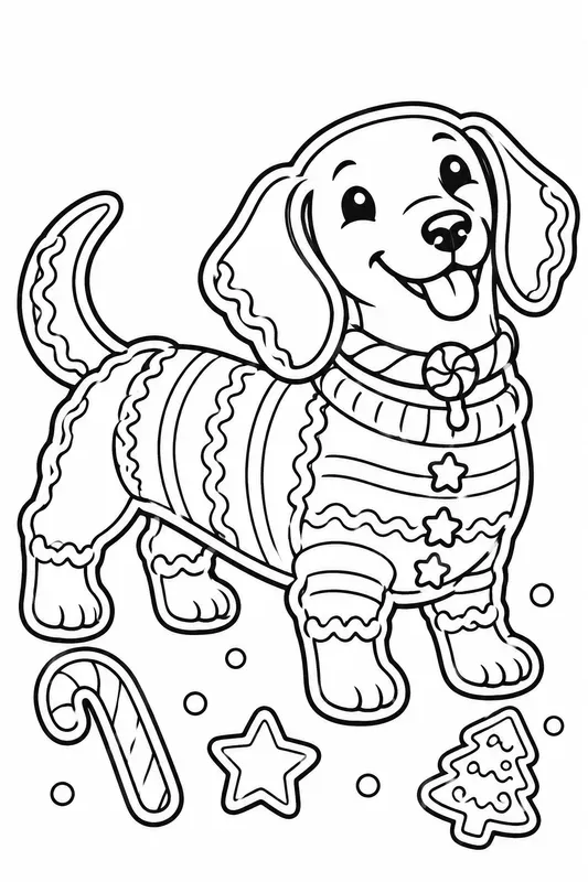 Christmas Dog Breed Cookie Coloring Pages