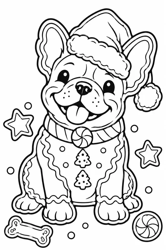 Christmas Dog Breed Cookie Coloring Pages