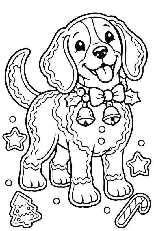Christmas Dog Breed Cookie Coloring Pages