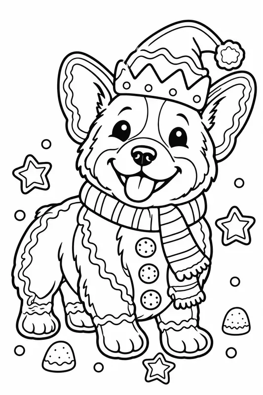 Christmas Dog Breed Cookie Coloring Pages