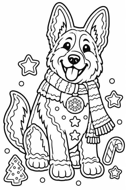 Christmas Dog Breed Cookie Coloring Pages