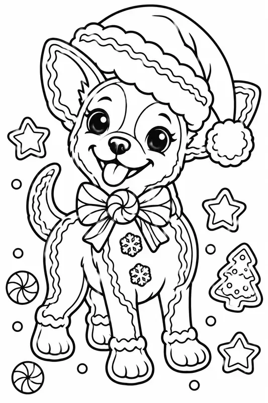 Christmas Dog Breed Cookie Coloring Pages