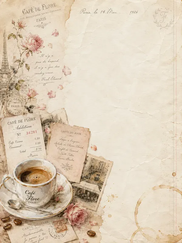 Parisian Cafe Journal Pages
