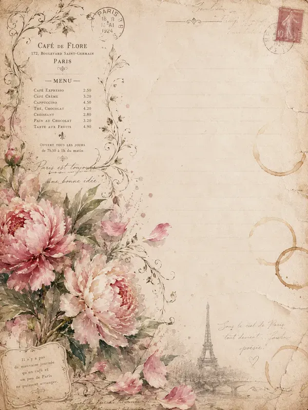 Parisian Cafe Journal Pages