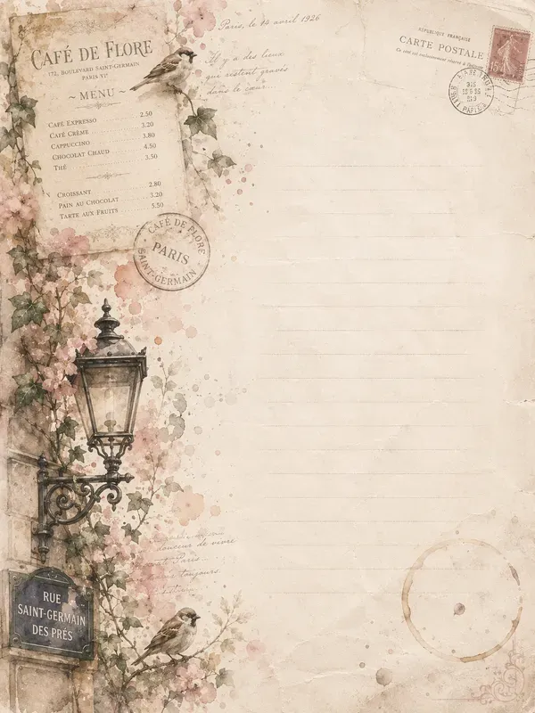 Parisian Cafe Journal Pages