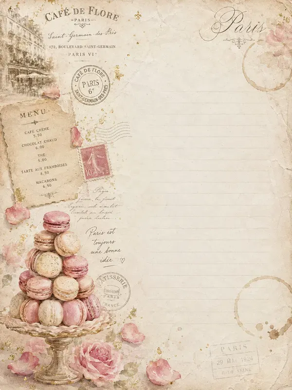 Parisian Cafe Journal Pages
