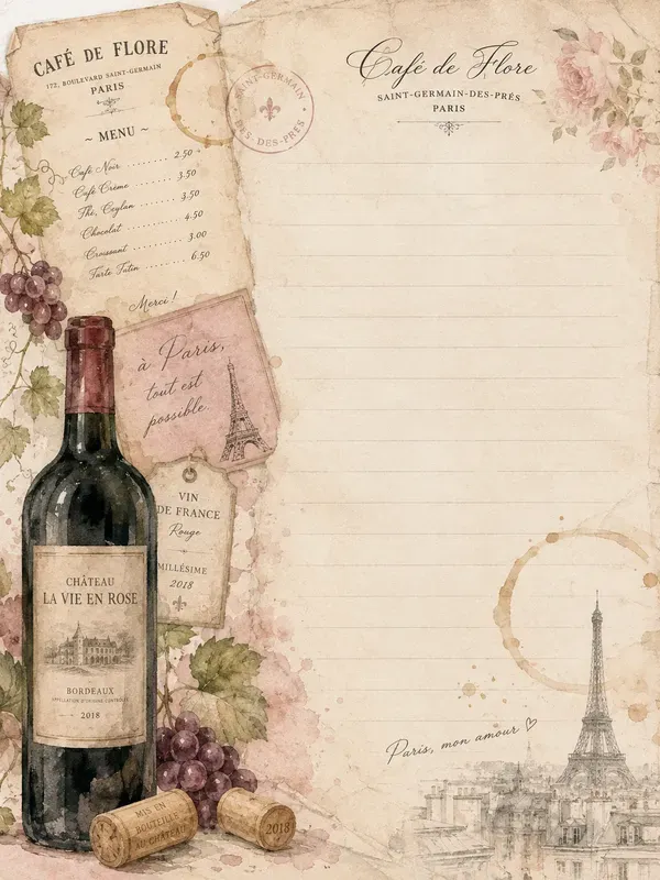Parisian Cafe Journal Pages