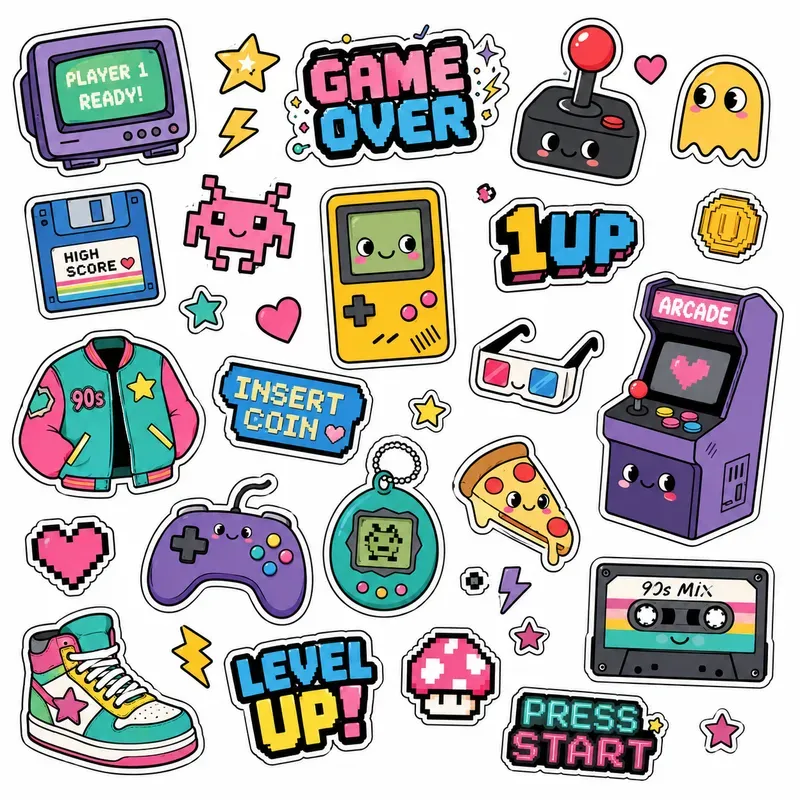 90s Retro Doodle Stickers Packs