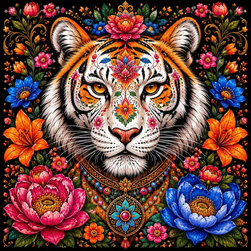 Vibrant Floral Folk Art Characters
