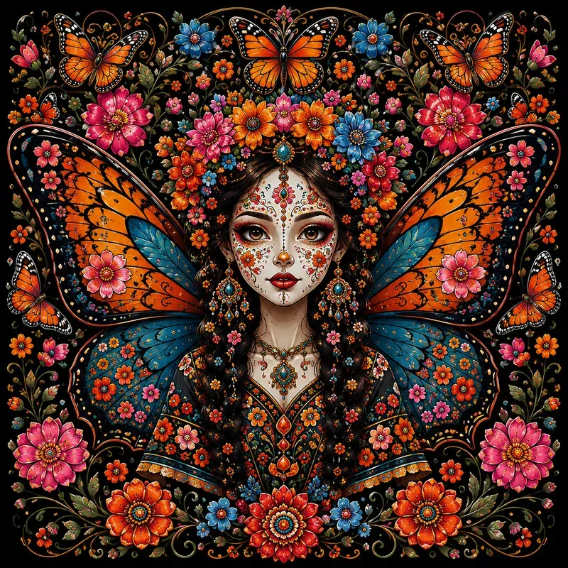 Vibrant Floral Folk Art Characters