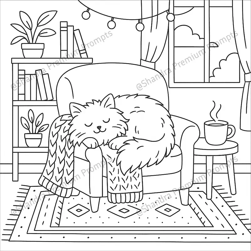 Cats Cozy Moments Coloring Book Pages