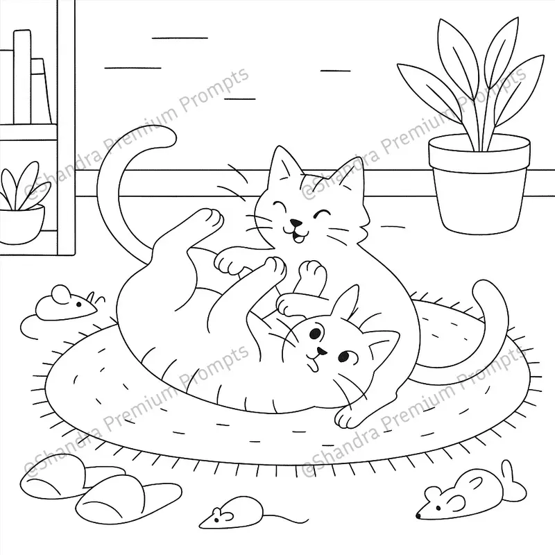 Cats Cozy Moments Coloring Book Pages