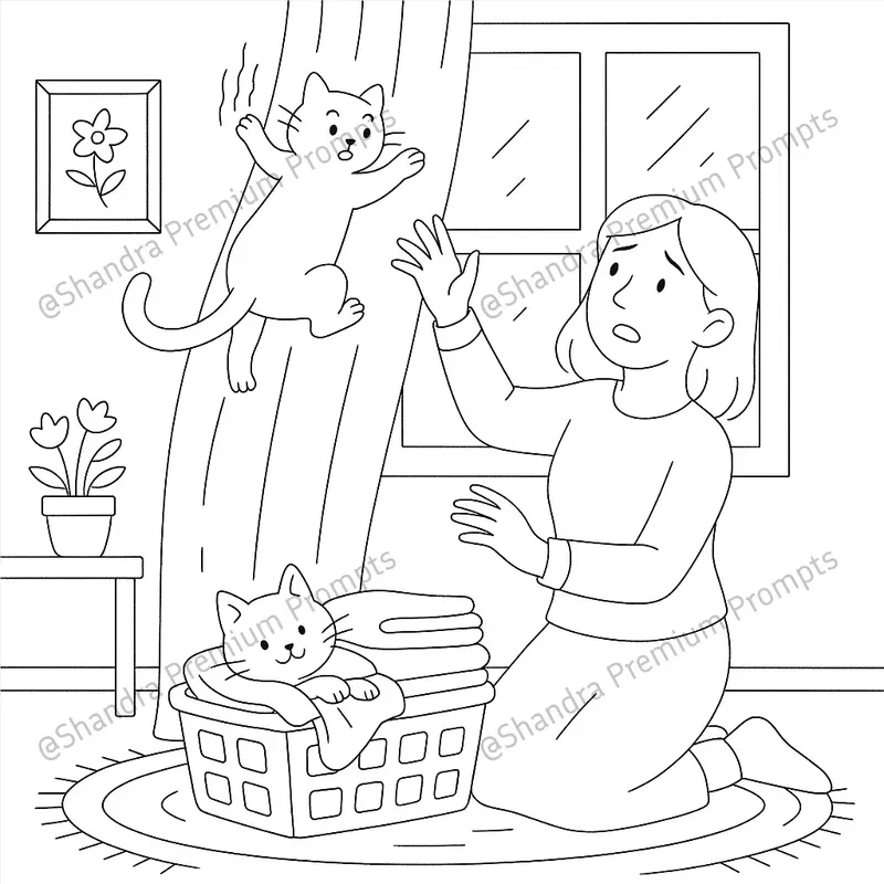 Cats Cozy Moments Coloring Book Pages