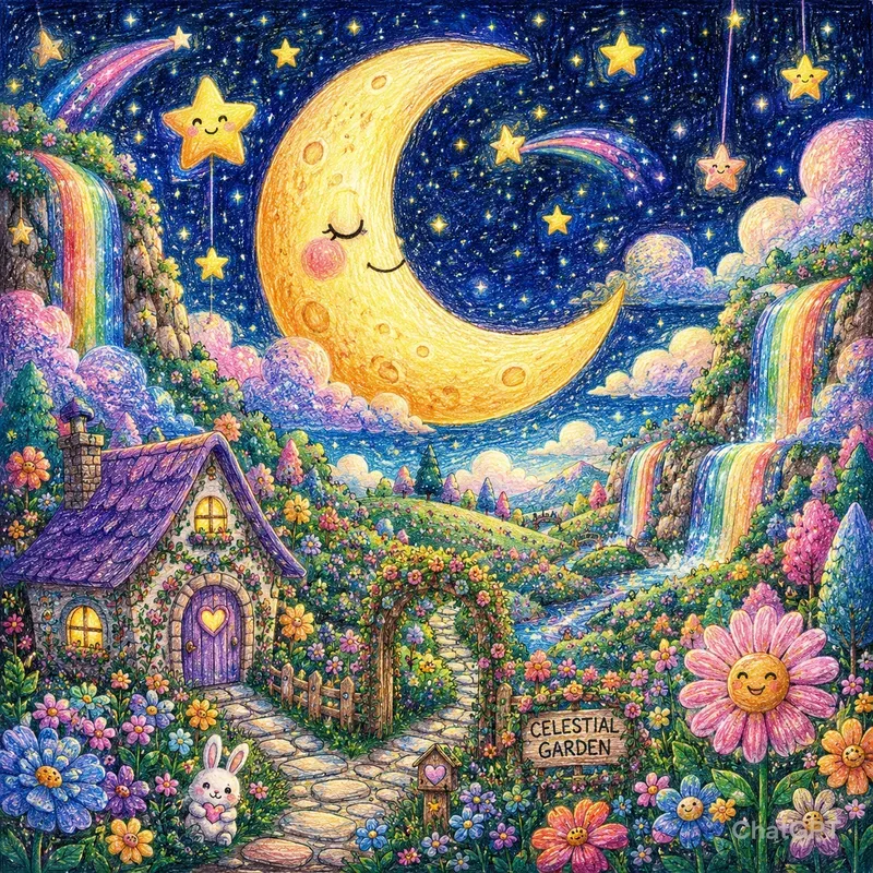 Dreamy Crayon Fantasy Worlds