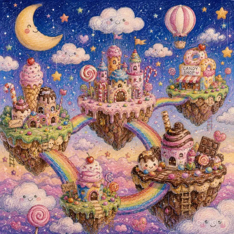 Dreamy Crayon Fantasy Worlds