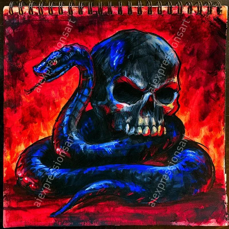 Neon Dark Ink Sketchbook Art