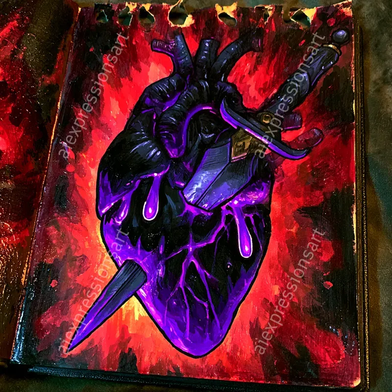 Neon Dark Ink Sketchbook Art