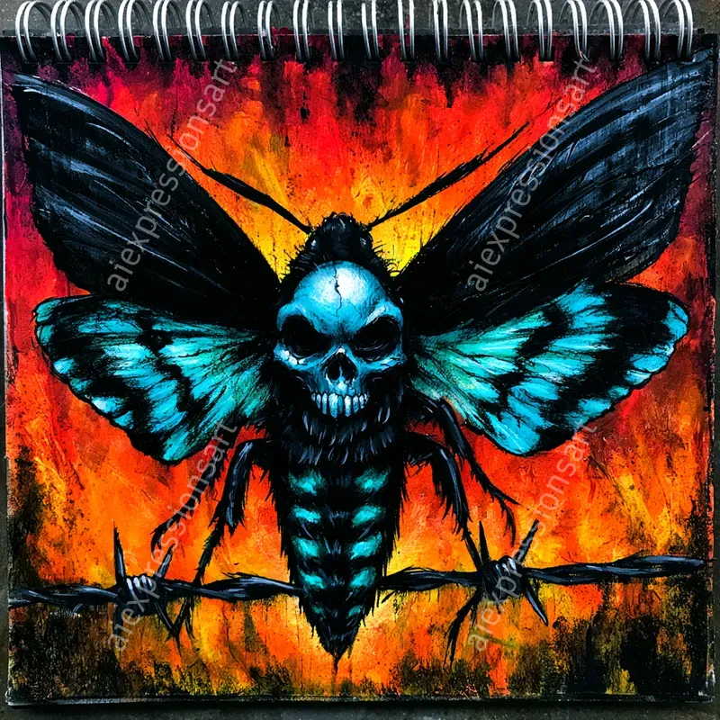 Neon Dark Ink Sketchbook Art