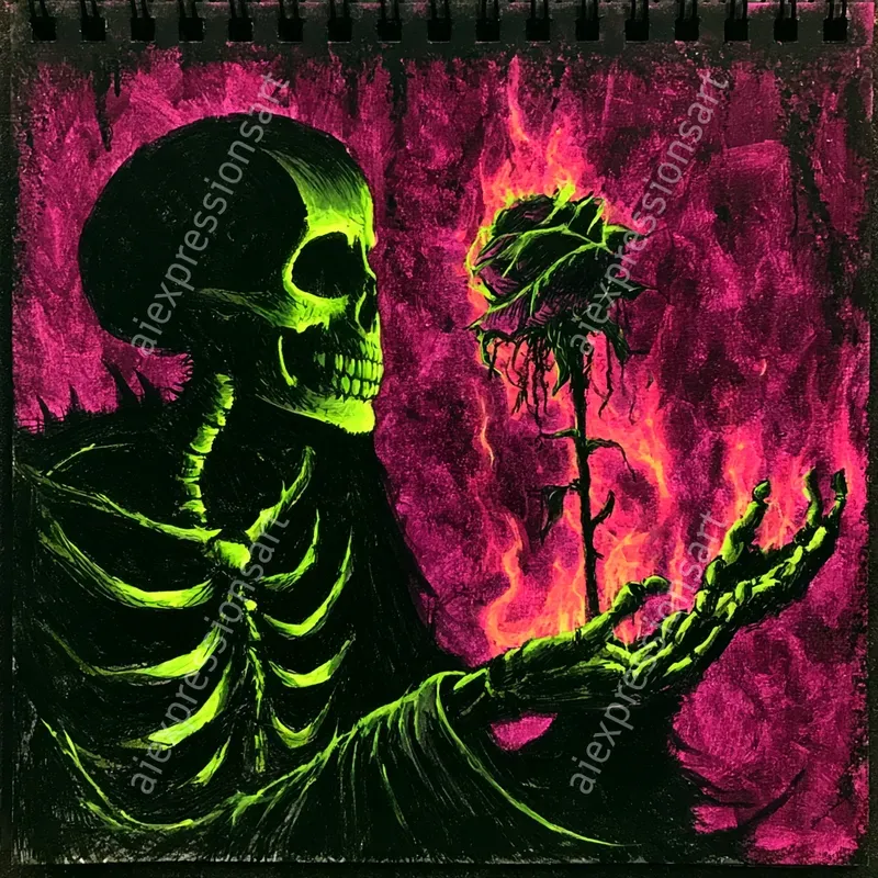 Neon Dark Ink Sketchbook Art