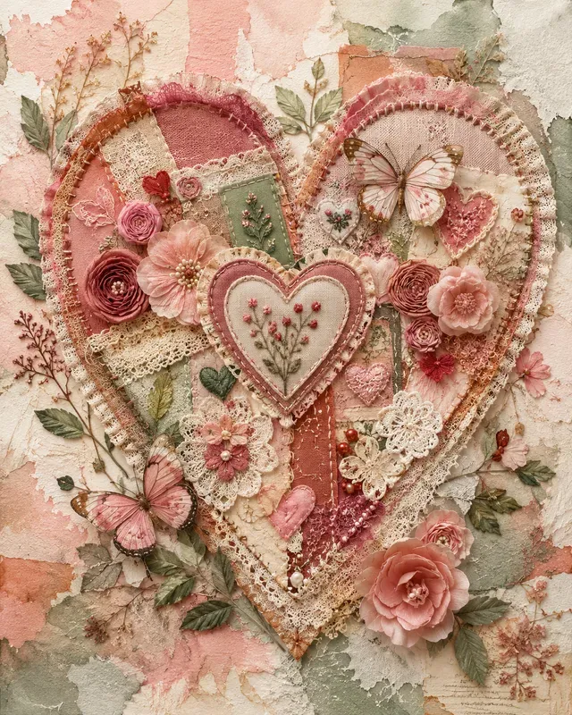Boho Textile Collage Art
