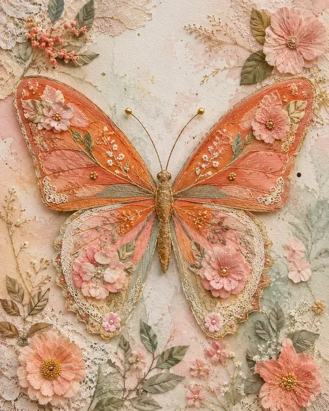 Boho Textile Collage Art
