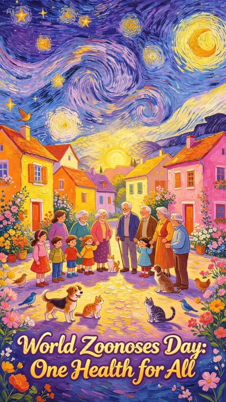 World Zoonoses Day Van Gogh Style Art