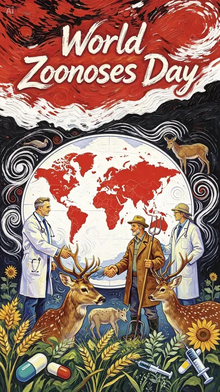 World Zoonoses Day Van Gogh Style Art