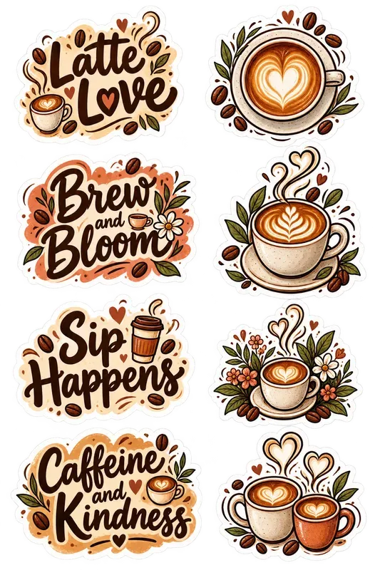 National Coffee Day Quote Stickers Pngs