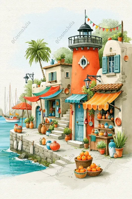 Mediterranean Watercolor Landscapes