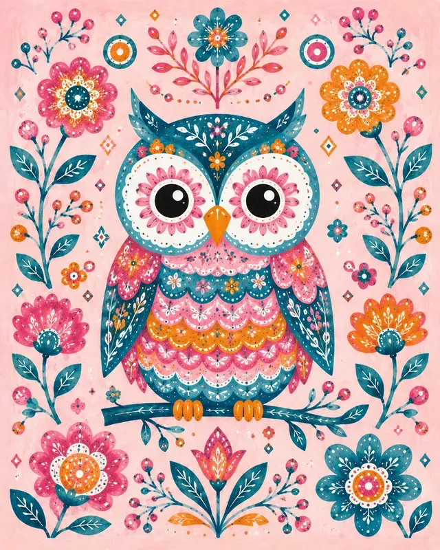 Colorful Folk Art Bird Sets