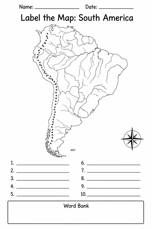 Map Labeling Worksheet Generator