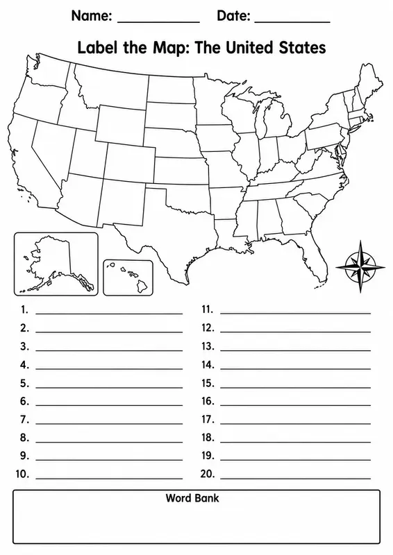 Map Labeling Worksheet Generator
