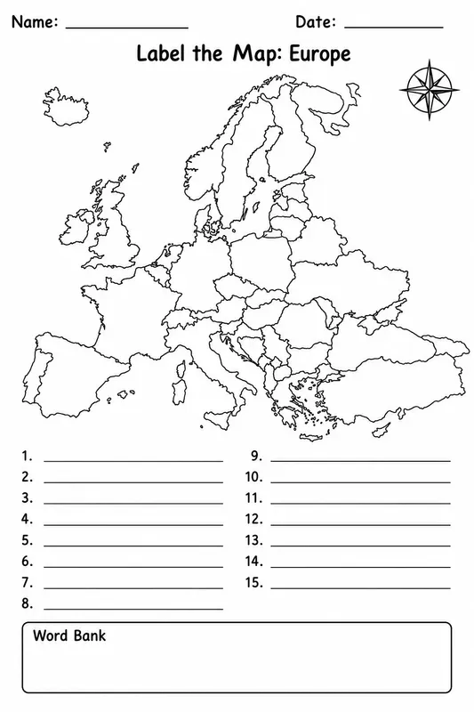 Map Labeling Worksheet Generator