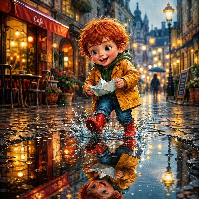 Whimsical Rainy Reflection Characters