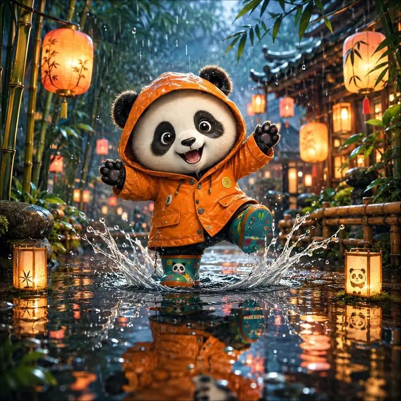 Whimsical Rainy Reflection Characters
